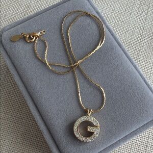 Givenchy Gold Crystal 'G' Pendant Necklace